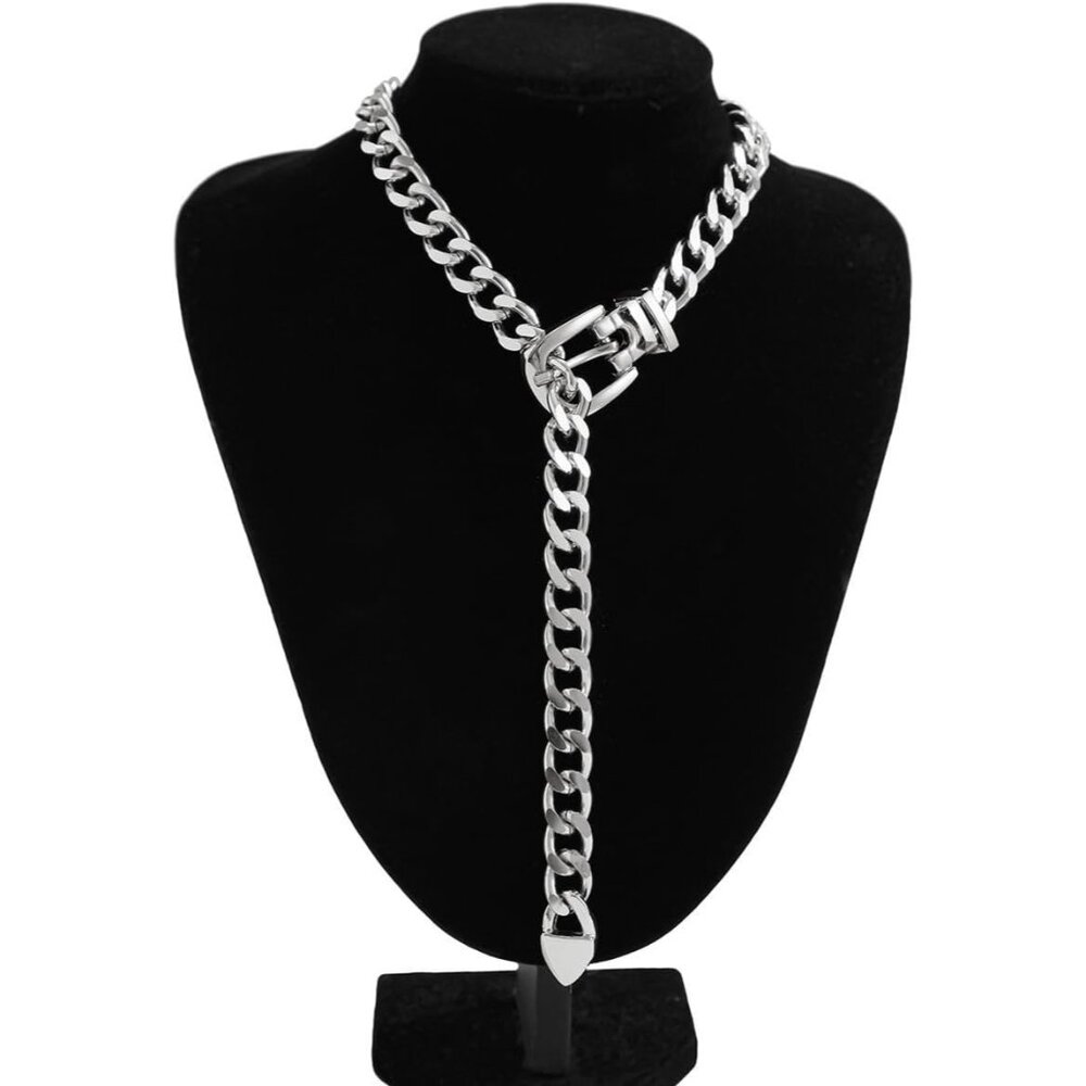 Chunky Gold Necklace for Women Belt Choker Necklace Trendy Cuban Link Chain Neck - Picture 6 of 6
